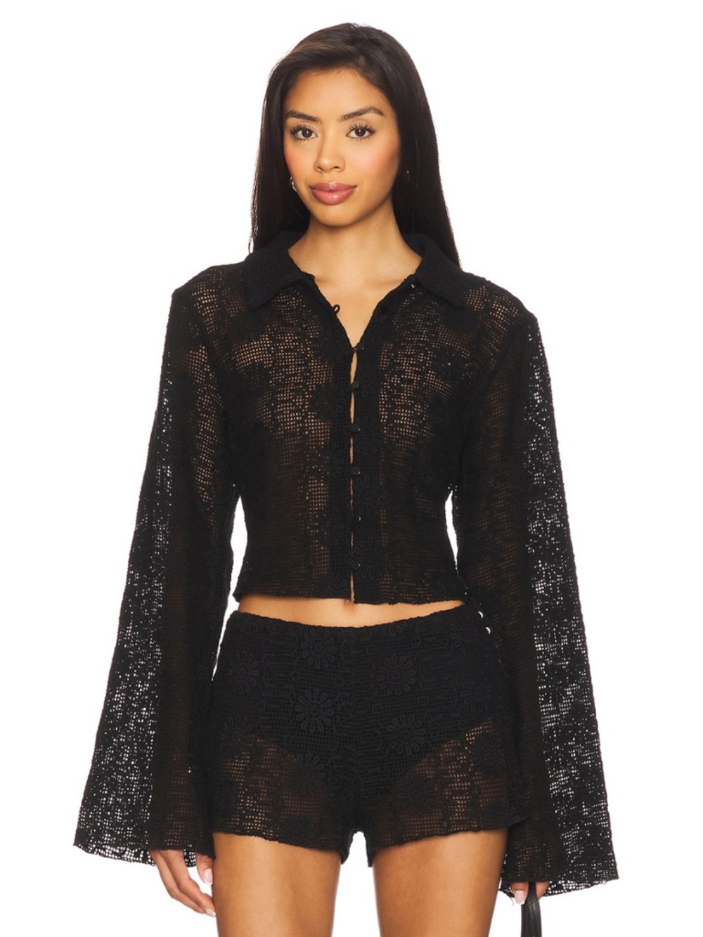 Lioness Babydoll Top & Short Set In Onyx Floral